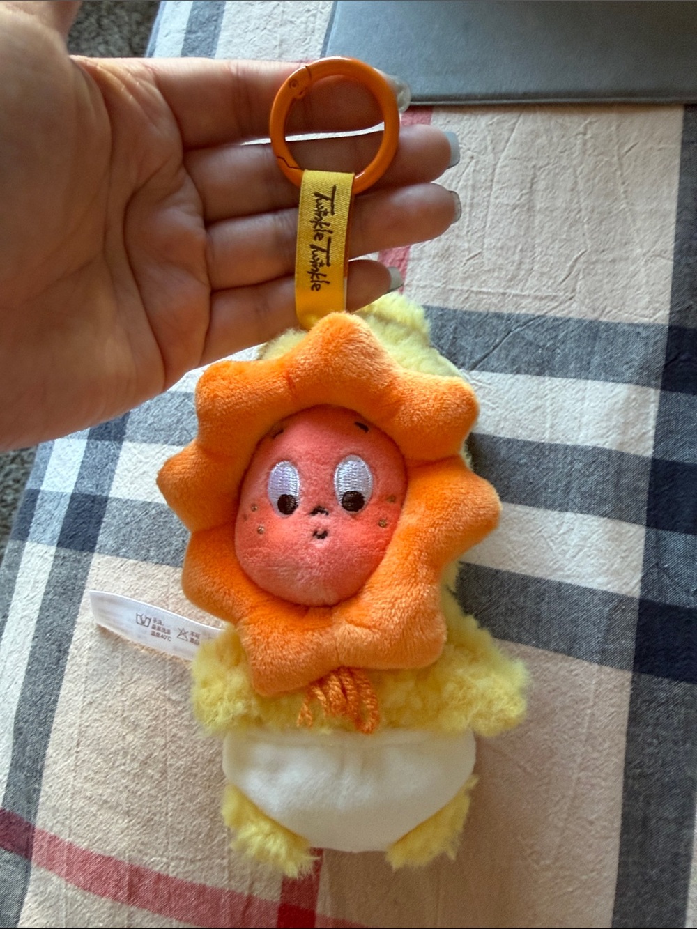 Orange & Yellow Plush Sunflower Keyring Toy for Kids